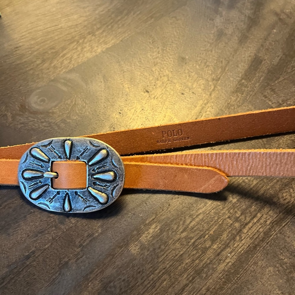Polo Ralph Lauren Camel Leather Belt. Small.